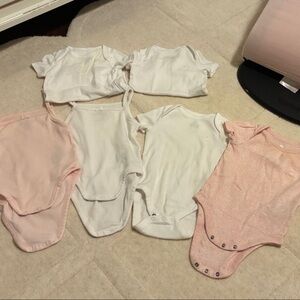 Lot of 6 Pink and White onesies